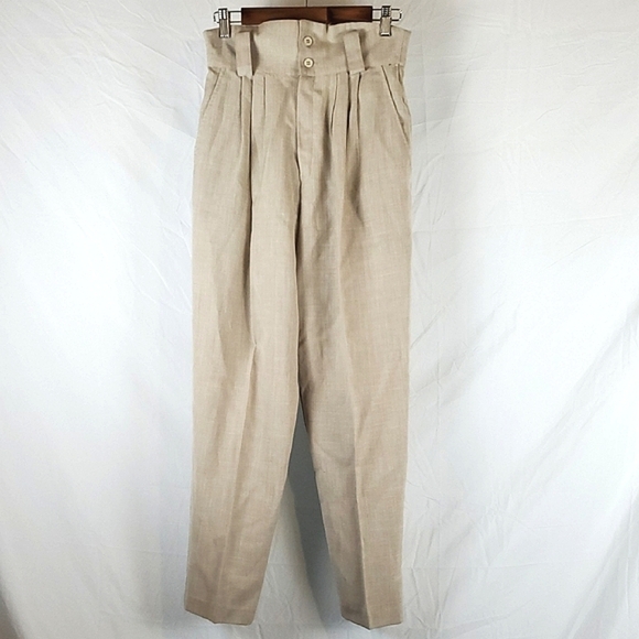 Vintage Christy Girl Tan Linen Trousers - Picture 1 of 12